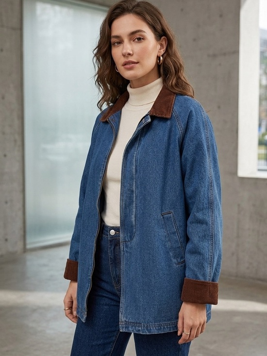 Unbranded Jackets & Blazers - Vintage Chore Coat Womens Denim Corduroy Cuff Collar Utility Rugged Homestead M